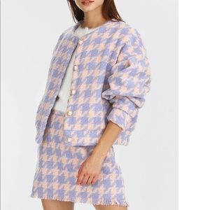 two piece set with jacket and skirt. Lori Houndstooth 2 Piece Set from Storets